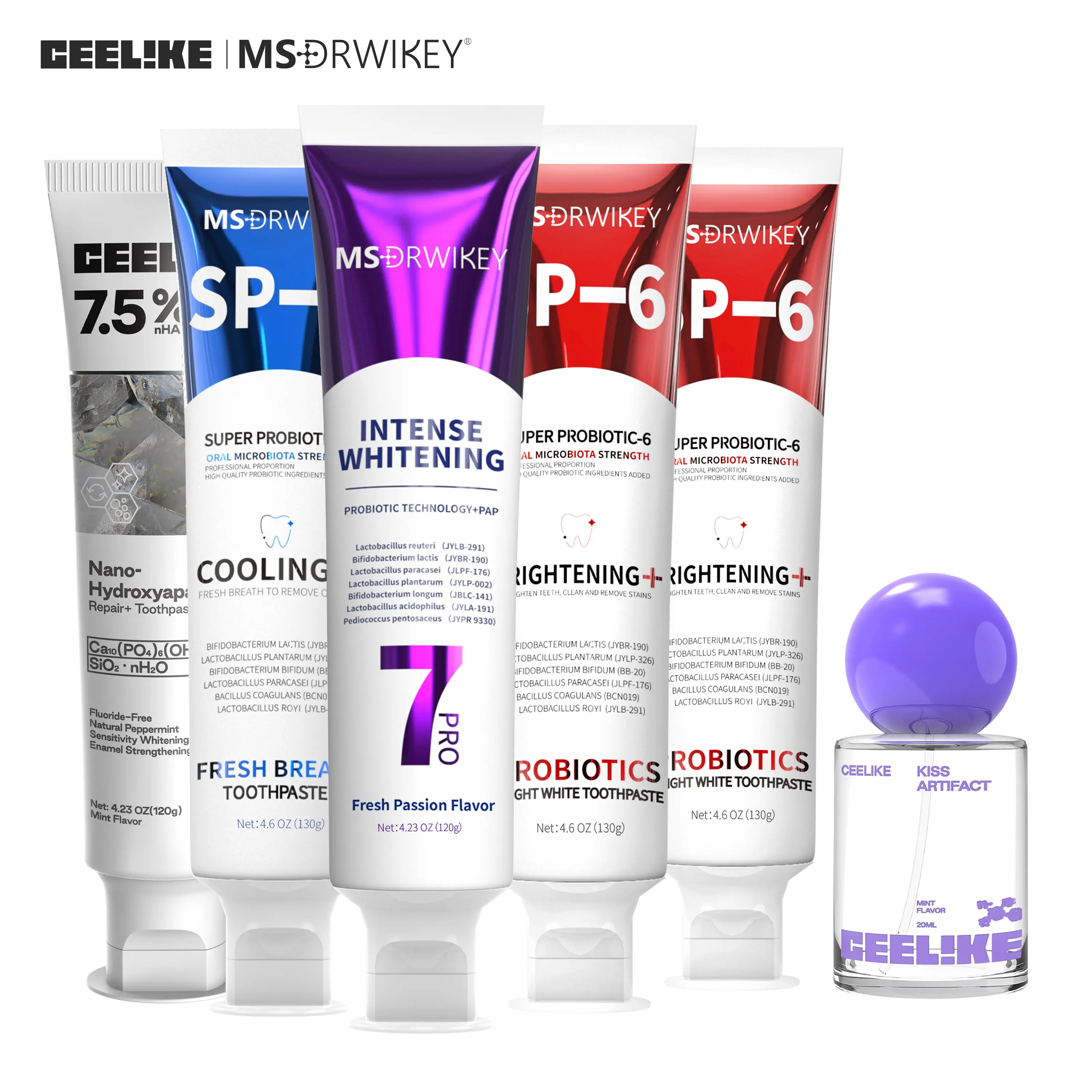 MSDRWIKEY SP-6 Oral Care Kit (6-Pack), Formula Teeth Brightening Kit, Fresh Breath