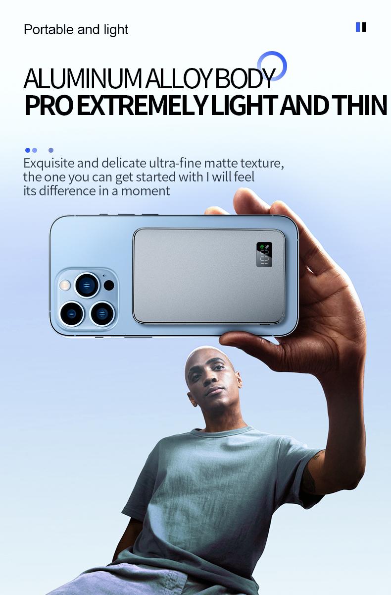 WESECUU 3-in-1 Magnetic Wireless Power Bank 5000mAh Ultra-Thin MagSafe 15W Wireless & PD 20W Fast Charging for Phone Watch Earbuds Compact Cable Metallic Protection