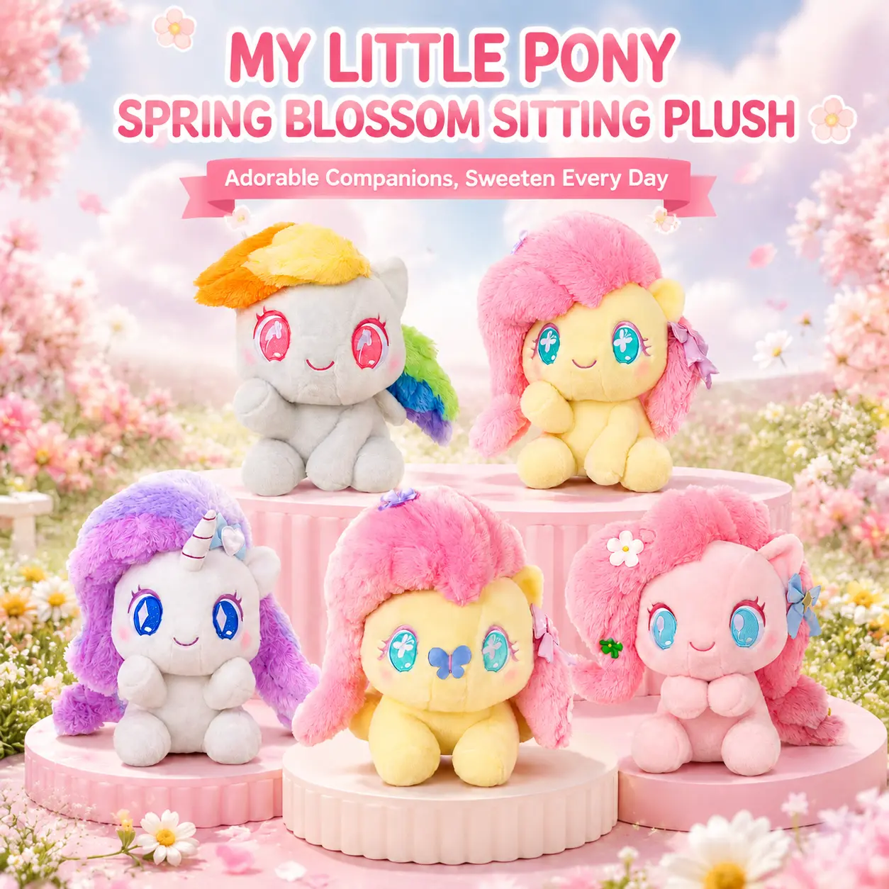 My Little Pony Series Spring Floral Lying Polyester Plush Doll - Cute Cartoon Stuffies, Kawaii Stuffed Animals, Soft Cuddly Gift, Stuffed Animal Collectibles, Kids' Birthday Gift & Room Decor, Back To School, Cute Stuffies, Unisex