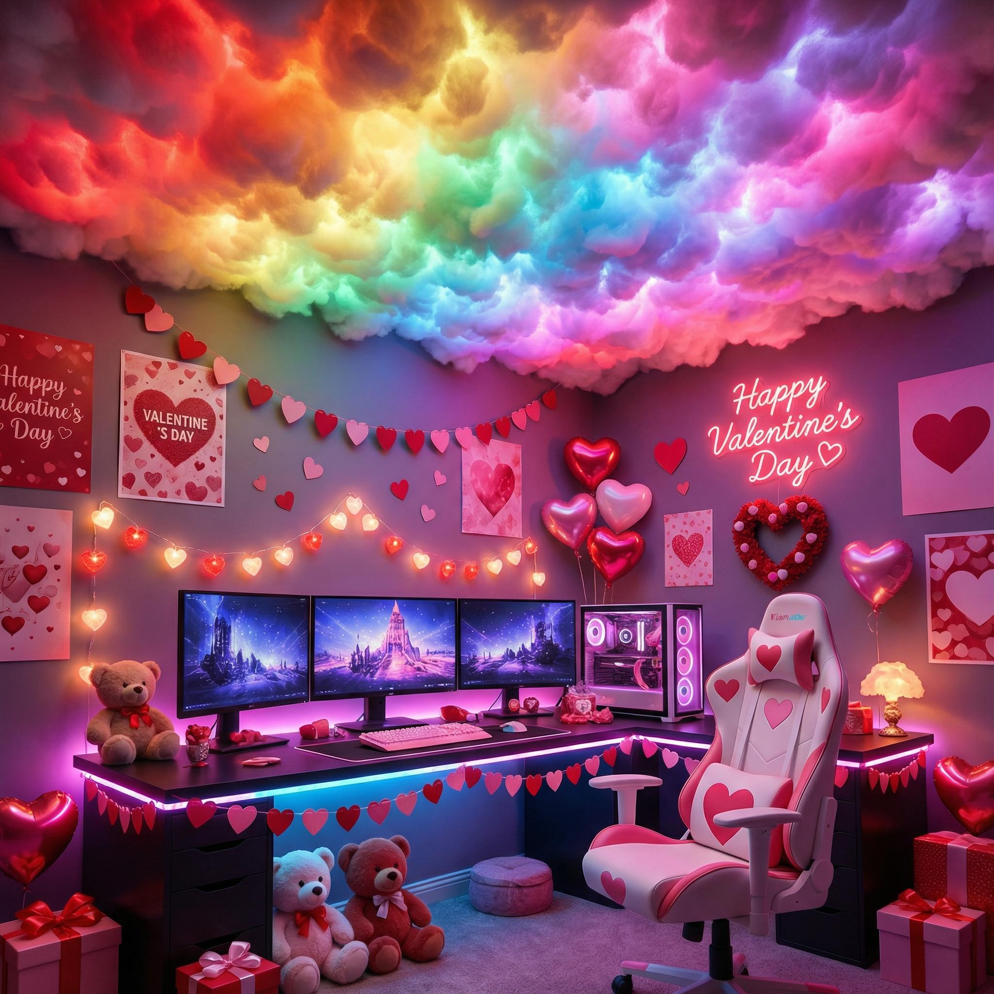 DIY romantic couple ambient light, LED cloud light strip with music rhythm, vivid glow, perfect for Valentine’s Day gifts, offices, parties, cafés, and hotels, dynamic visual effects | Bedroom ambiance | Decorative light | Includes a 5 m light strip kit.