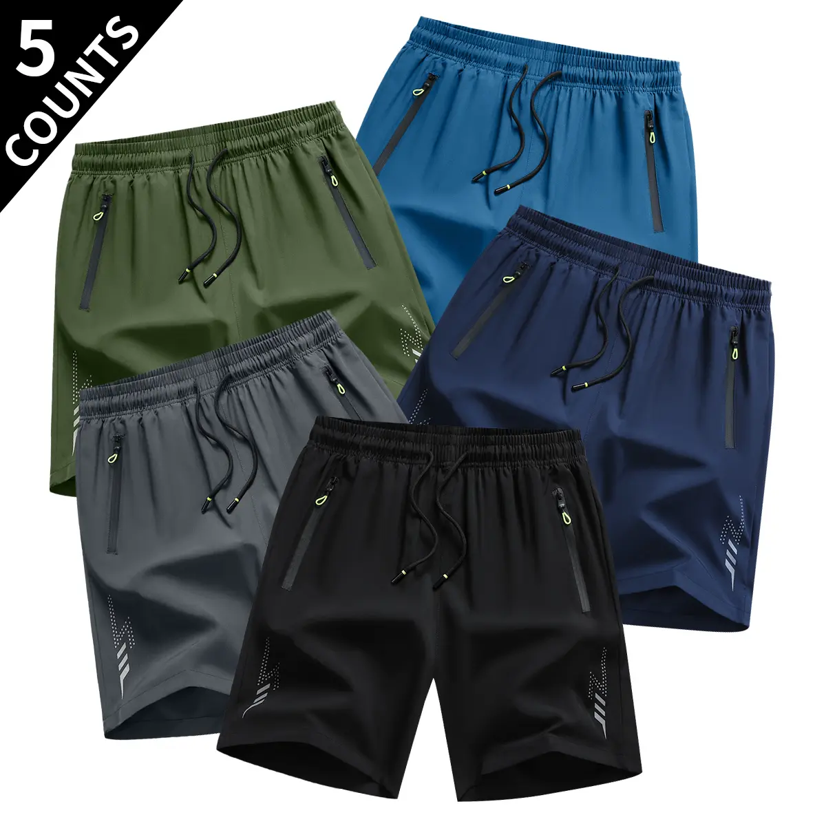 Men’s Athleisure Shorts - Elastic, Medium-Length, Featherweight, Cinch, Dry-Fit, Quick-Dry, Breathable, Loose Fit, Adjustable Drawstring Waist, Solid Color, Minimalist Design for Running, Gym | Men’s Active Bottoms, Elastic Men's Shorts, Medium-Length Men