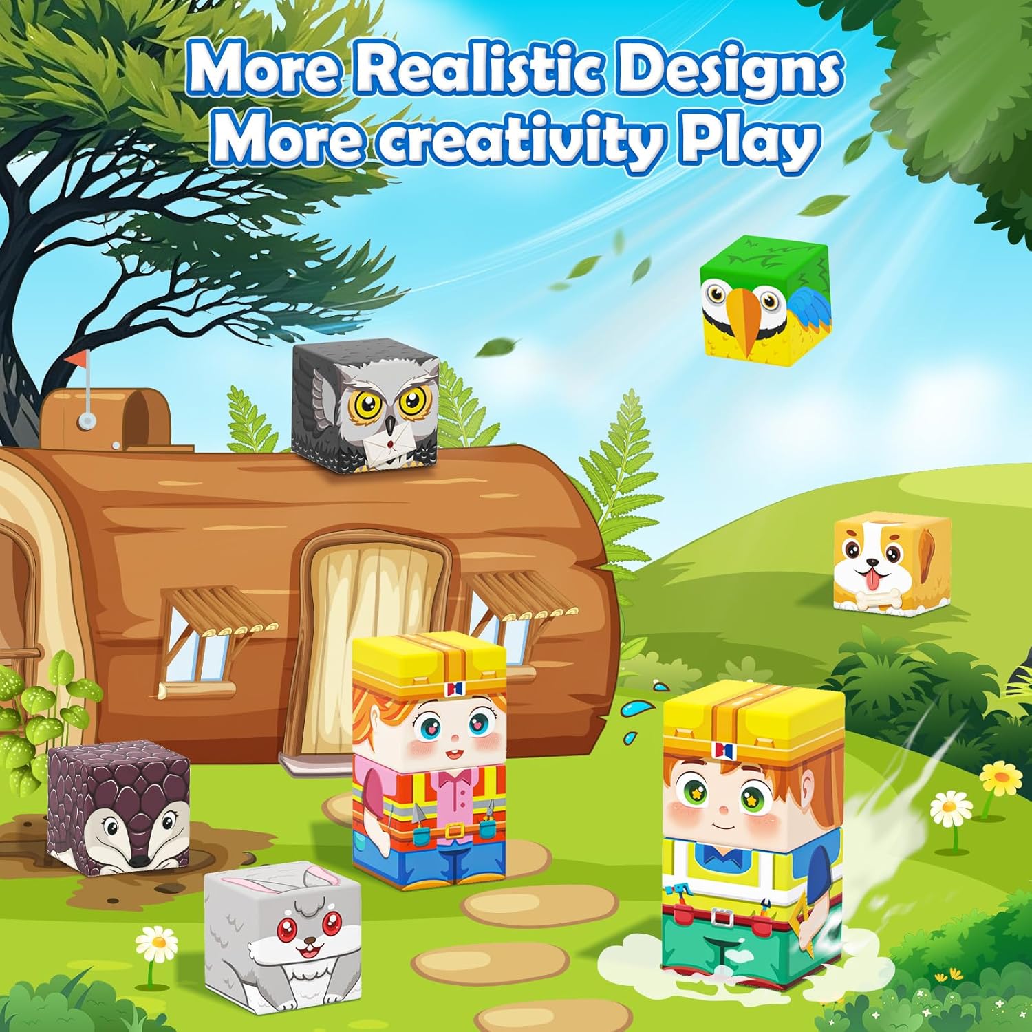 Magnetic Blocks with Drawstring Bag Mine Magnet World Building Toys STEM Montessori Sensory Toys Birthday Couple Christmas Gifts