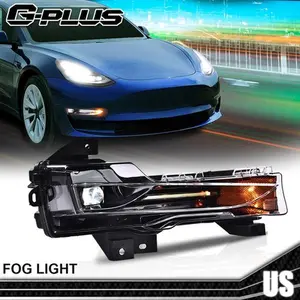 FIT FOR 17-23 TESLA MODEL 3 Y RIGHT FASCIA FOG LIGHT LAMP DRL UP-LEVEL RH G-PLUS