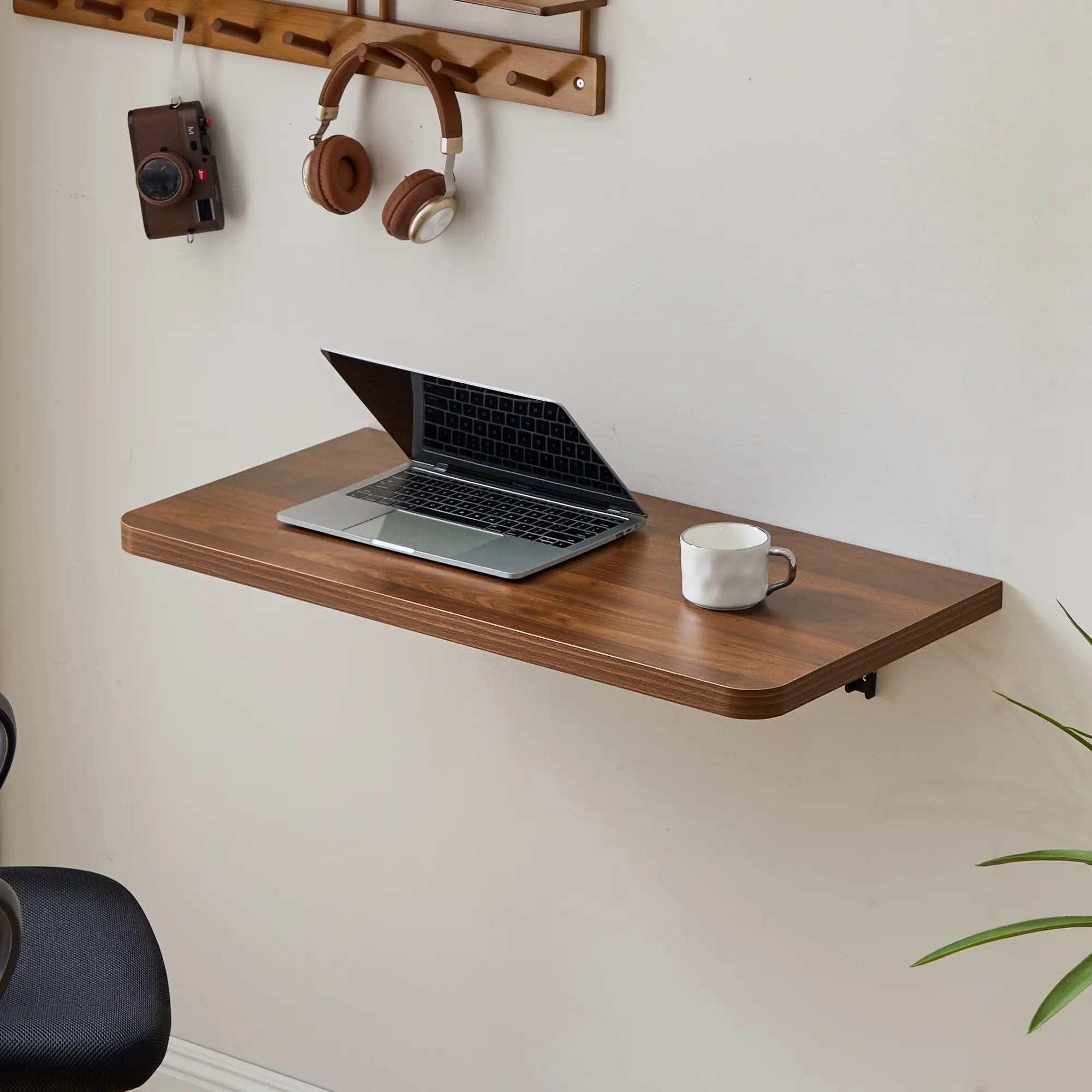 FurSch Wall Mounted Folding Desk, 31.5'' Floating Wall Table, Space Saving Fold Down Desk with Heavy Duty Bracket for Small Spaces, Bedroom, Home Office