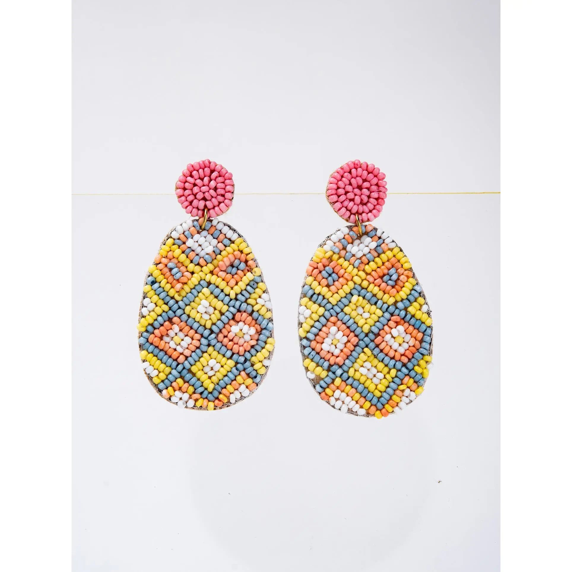 Caroline 2-Tier Easter EGG Beaded Embroidery Earrings