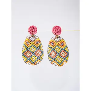 Caroline 2-Tier Easter EGG Beaded Embroidery Earrings