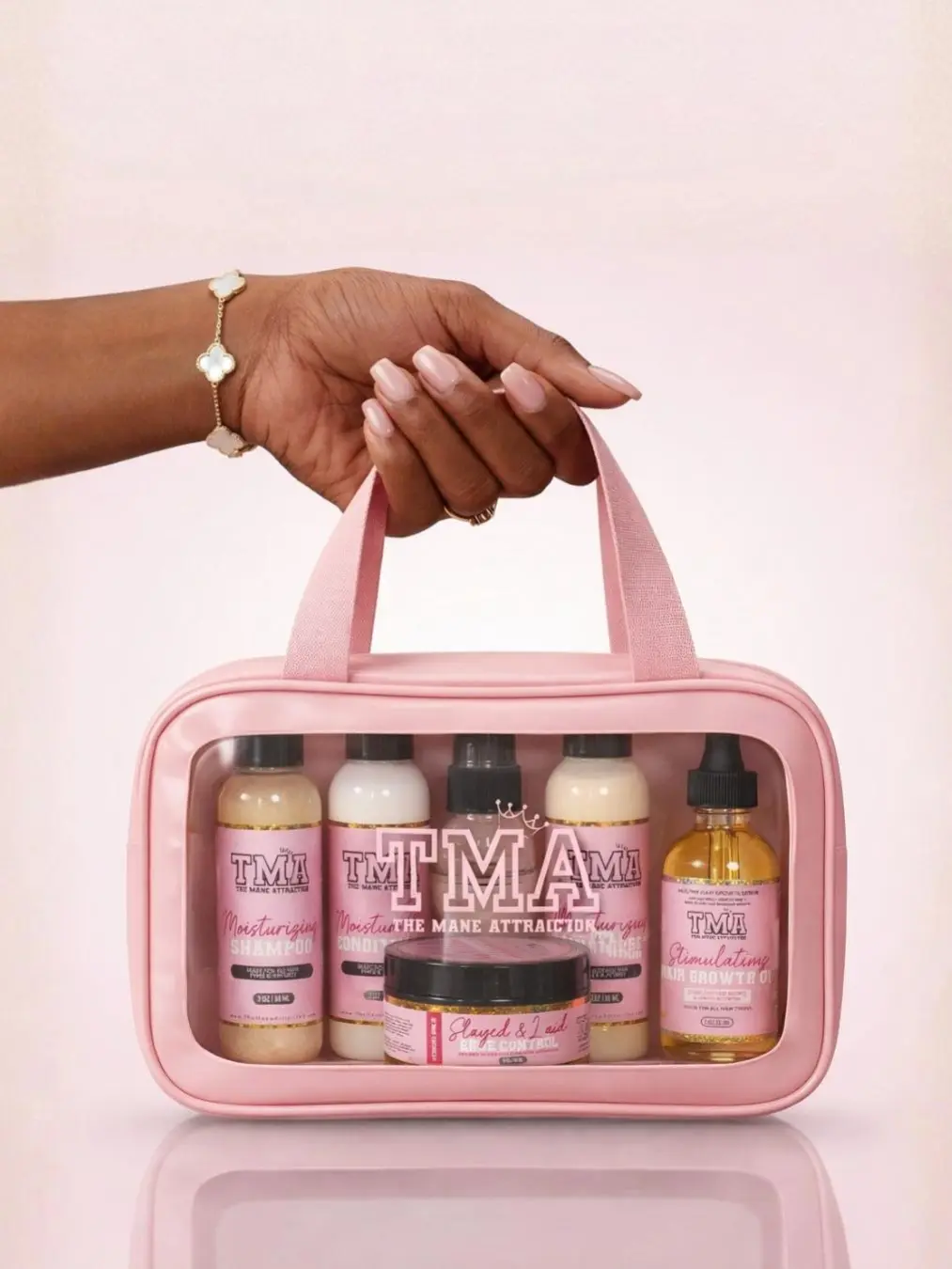 The Mane Attraction Essentials Travel Haircare System - TSA-Friendly Mini Travel Products Set with Shampoo, Conditioner, Rosemary Oil for Daily Hydration, Growth, Styling, Smoothness, Moisturizing Benefits, Smooth, Beauty Products, Hair Growth, Travel Siz