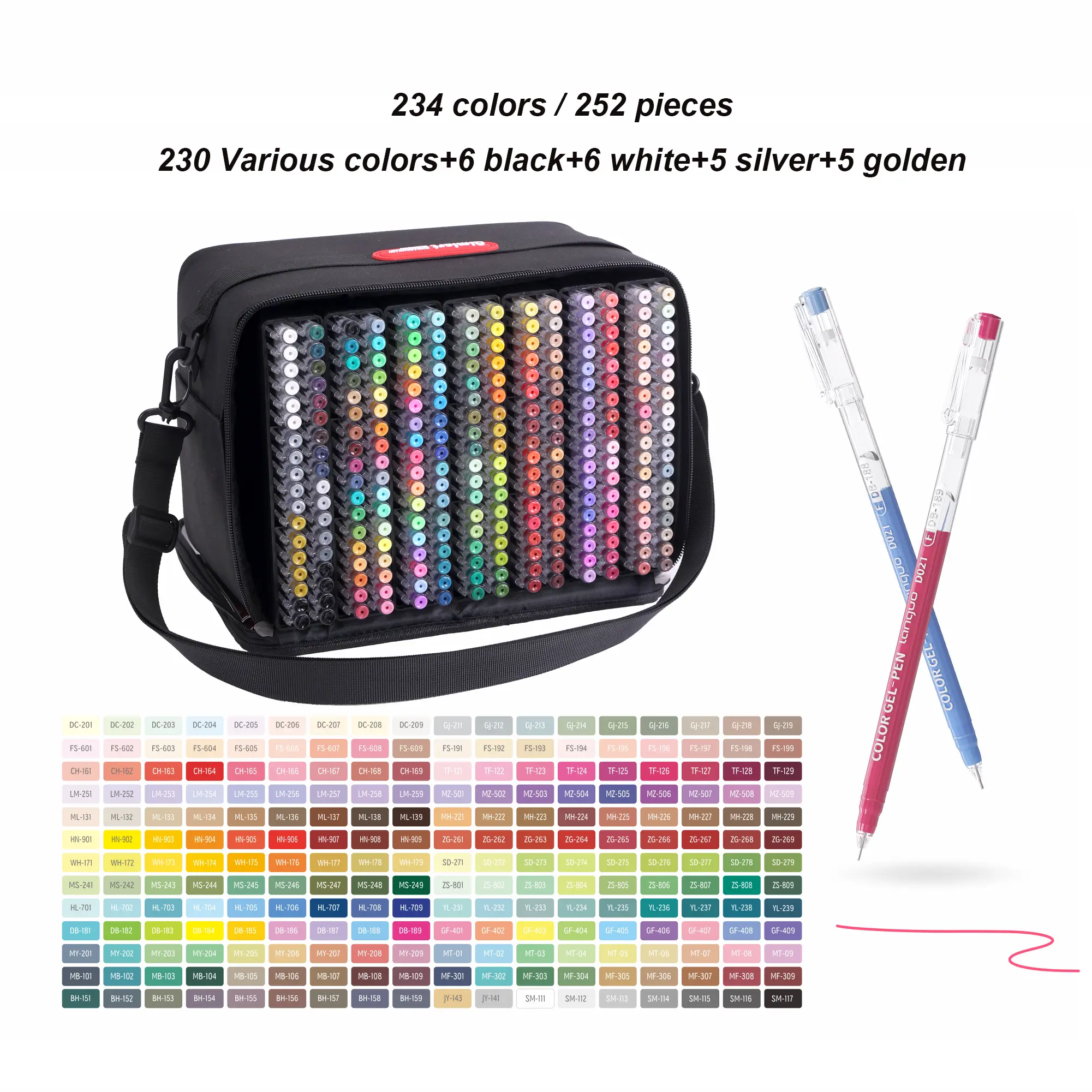Languo Painting Gel Pen Set (162 Colors/168 Pcs, 234 Colors/252 Pcs) with 6 White Pens, Large-Capacity Storage Box, Office Stationery Writing Tool, Art Drawing Supplies, Painting Tool for Diary & Card DIY Projects