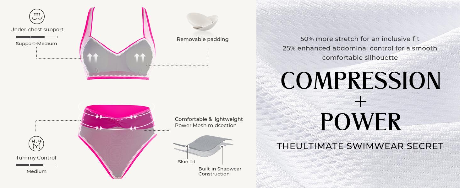 【S-XL】Hanna Nikole Women's Bikini Suit High Cut 2 Piece Swimsuit Gathered Modest Swimsuit Knotted Font Cross Cross