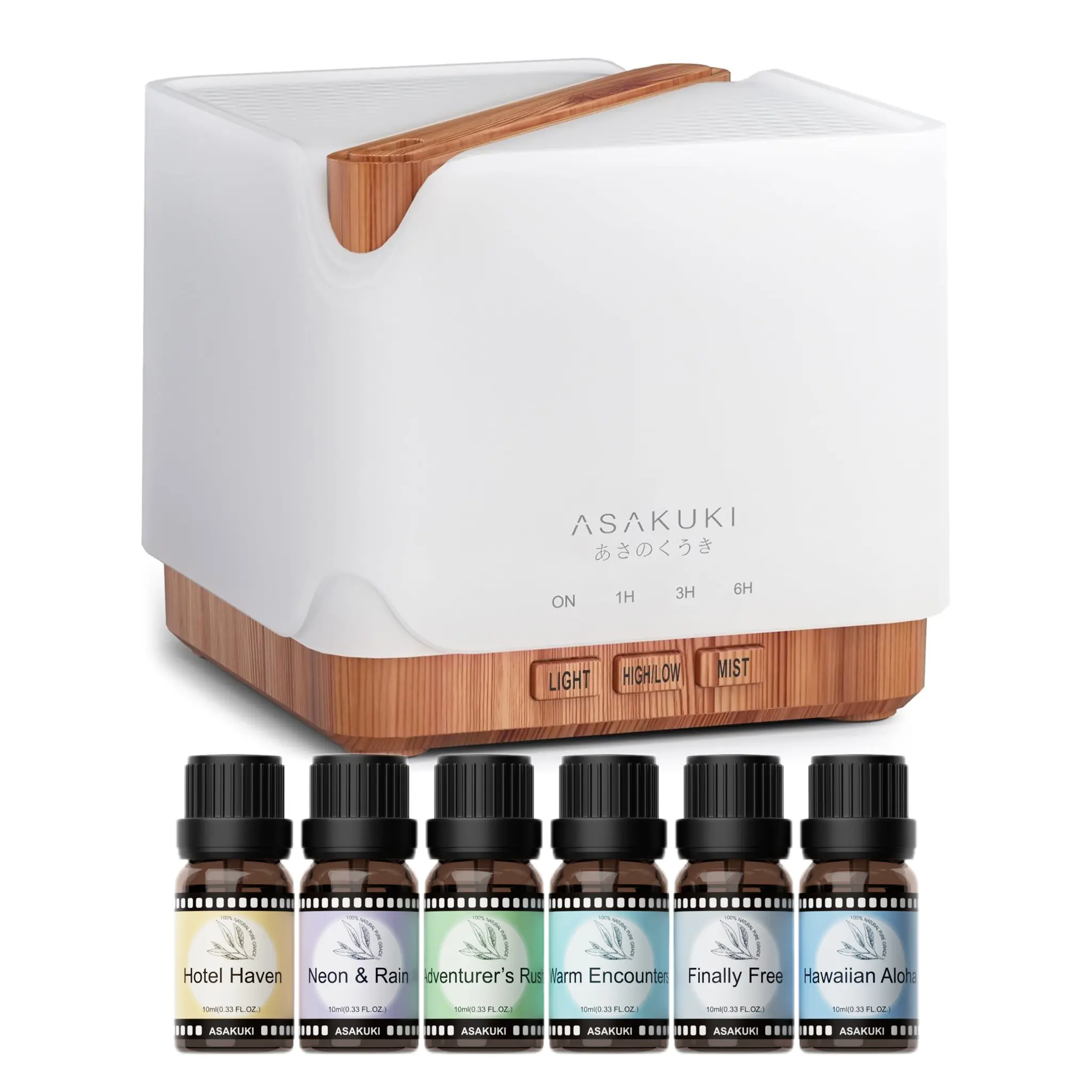 ASAKUKI 700ml Essential Oil Diffuser & 6-Piece Luxury Hotel-Inspired Fragrance Perfume Aroma Freshener Set, 7LED Warm Lights, Timer, Auto-Off Safety, Strong Mist Humidifier for Home/Office/Bathroom,back to school,back to school haul