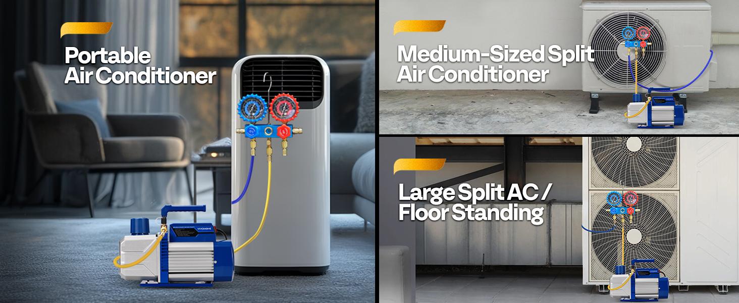 VIVOHOME HVAC Vacuum Pump and AC Manifold Gauge Kit, A2L Refrigerant Compatible, Sparkless Motor for R32 R1234yf R454B R134a R22 R410a Systems, Automotive Conditioning Air Conditioner Maintenance Portable VIVOHOME HVAC Vacuum Pump and AC Manifold Gauge Kit, A2L Refrigerant Compatible, Sparkless Motor for R32 R1234yf R454B R134a R22 R410a Systems, Automotive Conditioning Air Conditioner Maintenance Portable