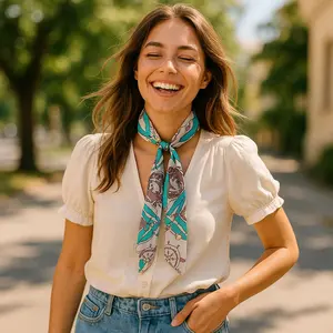 Turquoise Western Skinny Mini Wild Rag Scarf / Cowgirl Necktie #TW327