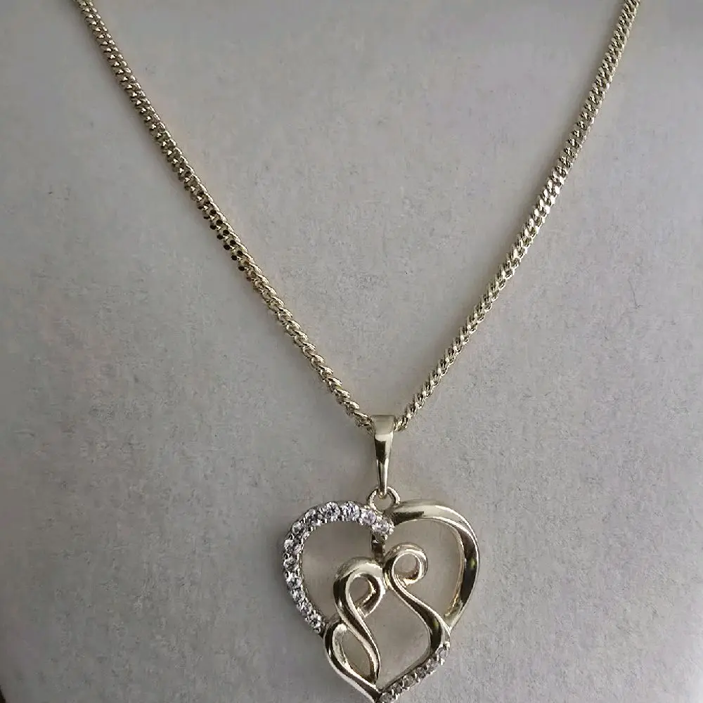 Women's Double Hearts Fashion Collarbone Necklace - Hollow Diamond Studded Heart Pendant, Metal Coating, Daily Wear Casual Costume Jewelry, Ideal Gift for Girlfriend, Diamond Studded Pendant, Fashion Necklace, Female