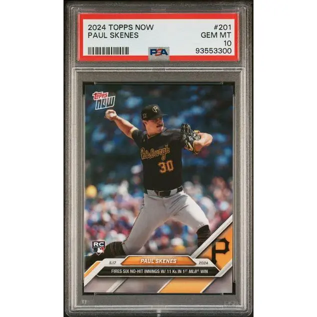 Paul Skenes 2024 Topps Now 1st Win Baseball Rookie Card #201 Graded PSA 10