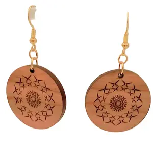 Wooden Round Laser Engraved Earrings