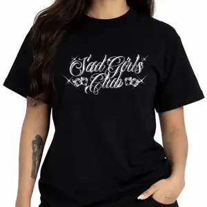 Sad Girl Club Chicano Clothes Chicana Style Lowrider Art Unisex Hoodie Medium Heavy Sweatshirt T Shirt for Men & Women Full Size S-5XL Menswear Top Streetwear 194A3