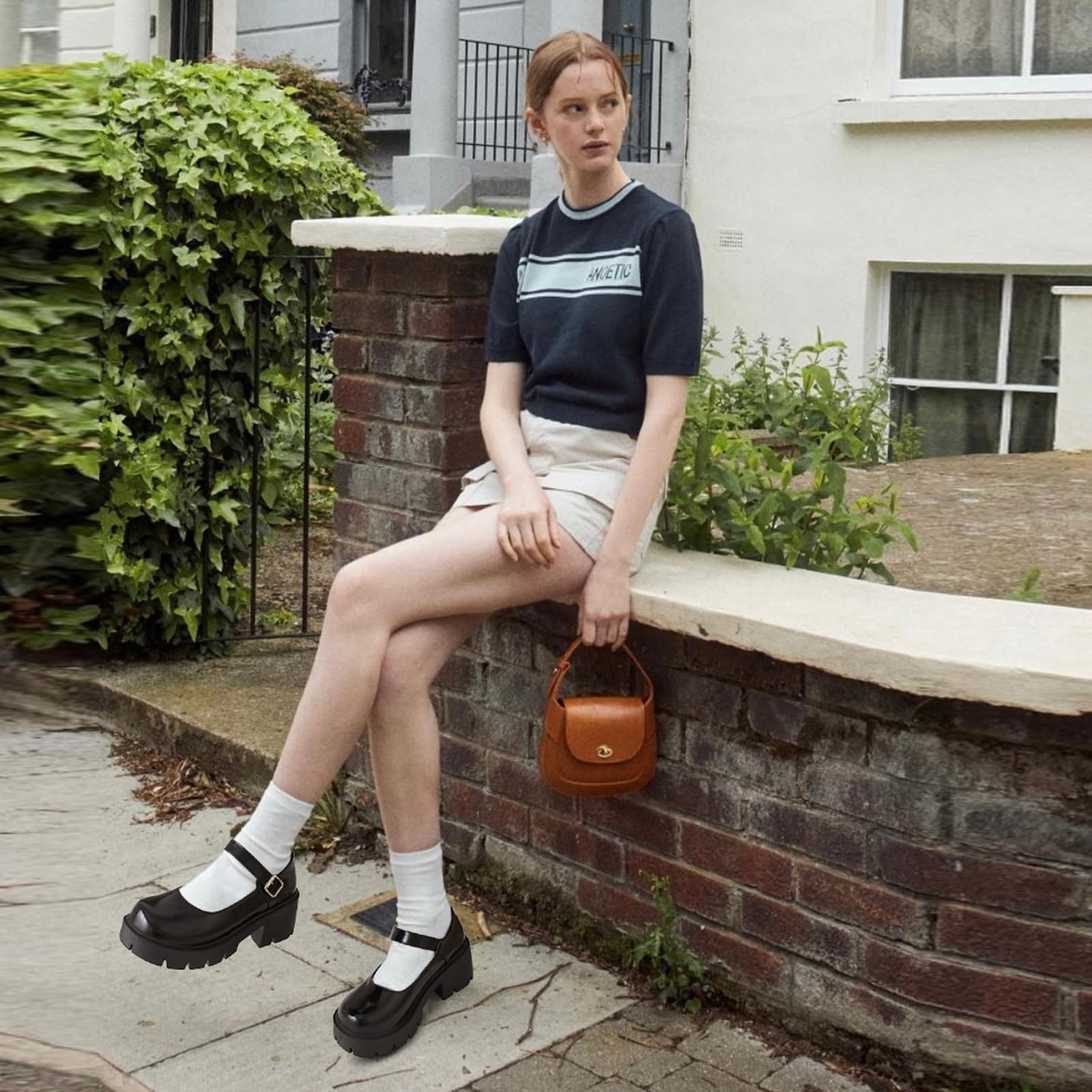 Mary Janes Shoes PlatformDress Low Heel Chunky Pumps Round Toe AnkleStrap Pumps Shoes '90s retro Oxfords