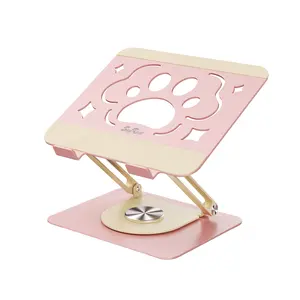 【SayRose  360° Rotating Laptop Stand】Adjustable Foldable Aluminum Laptop Stand, 2-in-1 Multifunctional Laptop Stand Hub for Gaming laptop & Mobile stand,pink