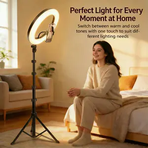12 Inch Selfie Ring Light with 63 Inch Extendable Tripod, Selfie Light with Mobile Phone Holder , Dimmable LED Ring Light for Streaming, TikTok, Zoom, Vlogging wireless selfie remote rgb color mode ring light with tripod#video lighting#valentines day