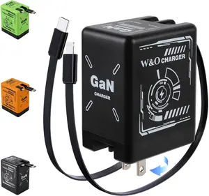 4-in-1 GaN Compatible 120W Fast Charger with Retractable Type-C & Lightning Cable - for iPhone, iPad, Apple Watch & More - compatible portable charger smart watch iphone 15 pro max chargers charger phone Charger Plug Smartphone