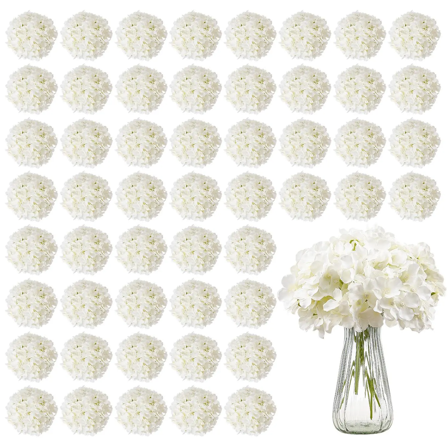 【SummerFinds】VEVOR Artificial Flowers, 65 pcs Real Looking White Silk Fake Hydrangea Bulk, White Faux Bridal Shower with Stems for DIY Wedding Bouquets, Home Centerpieces Arrangements, Party Tables Decorations