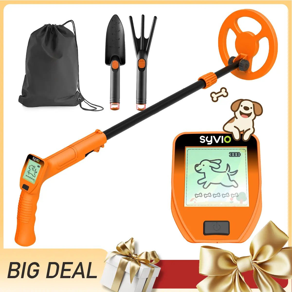 【Treasure Hunt】Syvio Children's Metal Detector, Adjustable 27.5”-37.8” Metal Detector for Kids with Intuitive LCD Display, Lightweight Kids Metal Detectors with 6” Search Coil for Exploration Hiking, Gift for Boys & Girls Learning Machine