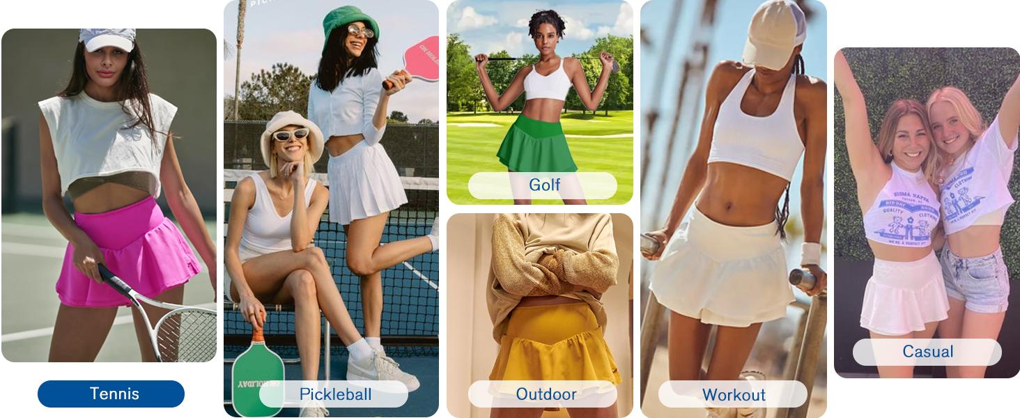 PINSPARK Womens Tennis Skirt with Pockets Double Ruffle Stretchy Athletic Skirts Lightweight Cute Golf Skort, Neon Yellow Large OutdoorFun PINSPARK Womens Tennis Skirt with Pockets Double Ruffle Stretchy Athletic Skirts Lightweight Cute Golf Skort, Neon Yellow Large OutdoorFun