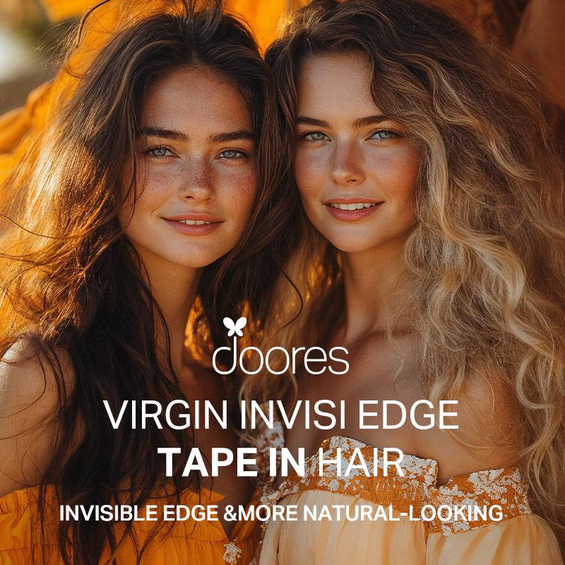 Doores 50g 14-24inch injected Tape in Hair Extensions 100% Human Hair No Glue No Clip, Pre-Bonded more Invisible