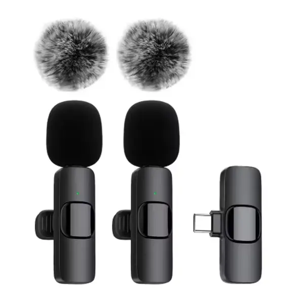 Wireless Lavalier Microphone Set for iPhone Android iPad Crystal Clear Sound Quality for Recording Streaming Vlogging Comfortable Work Sport Microphones