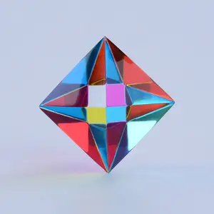CMY Cubes The Aether - Cyan, Magenta & Yellow Polyhedron, Subtractive Color Mixing Optical Octahedron - Abstract Art, Artistic STEAM Educational Physics & Optics Learning Kinetic Art Desk Object