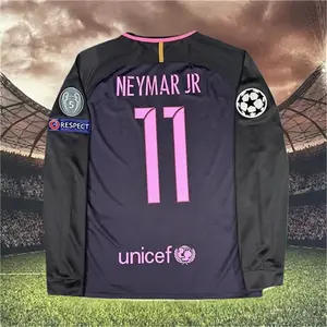 2016 2017 Barca Away Retro No.11 Neymar Long Sleeve Soccer Jersey