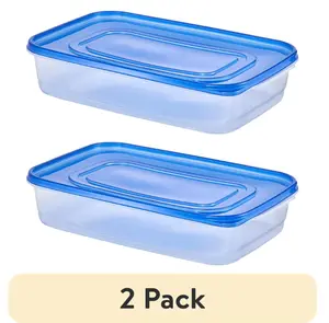 2 Pack 1 Gallon Rectangular Plastic Food Storage Container with Lid