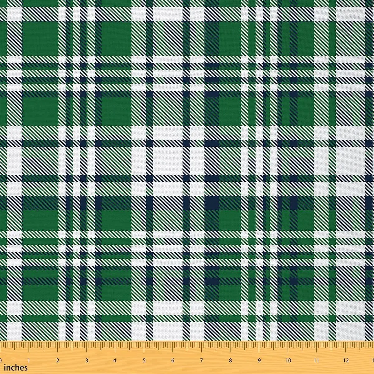 Feelyou Medium Weight Polyester Waterproof Tartan Plaid Upholstery Fabric by The Yard, Vintage Buffalo Check Indoor/Outdoor Fabric for Home Decor/DIY Chair Projects, Farmhouse Grid Geometric Material, Green White