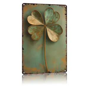 Vintage Vintage Metal Four Leaf Clover Sign St Patrick'S Day Poster Funny Metal Sign Aluminum 8x12inch For Bathroom Bedroom Living Room Wall Decor