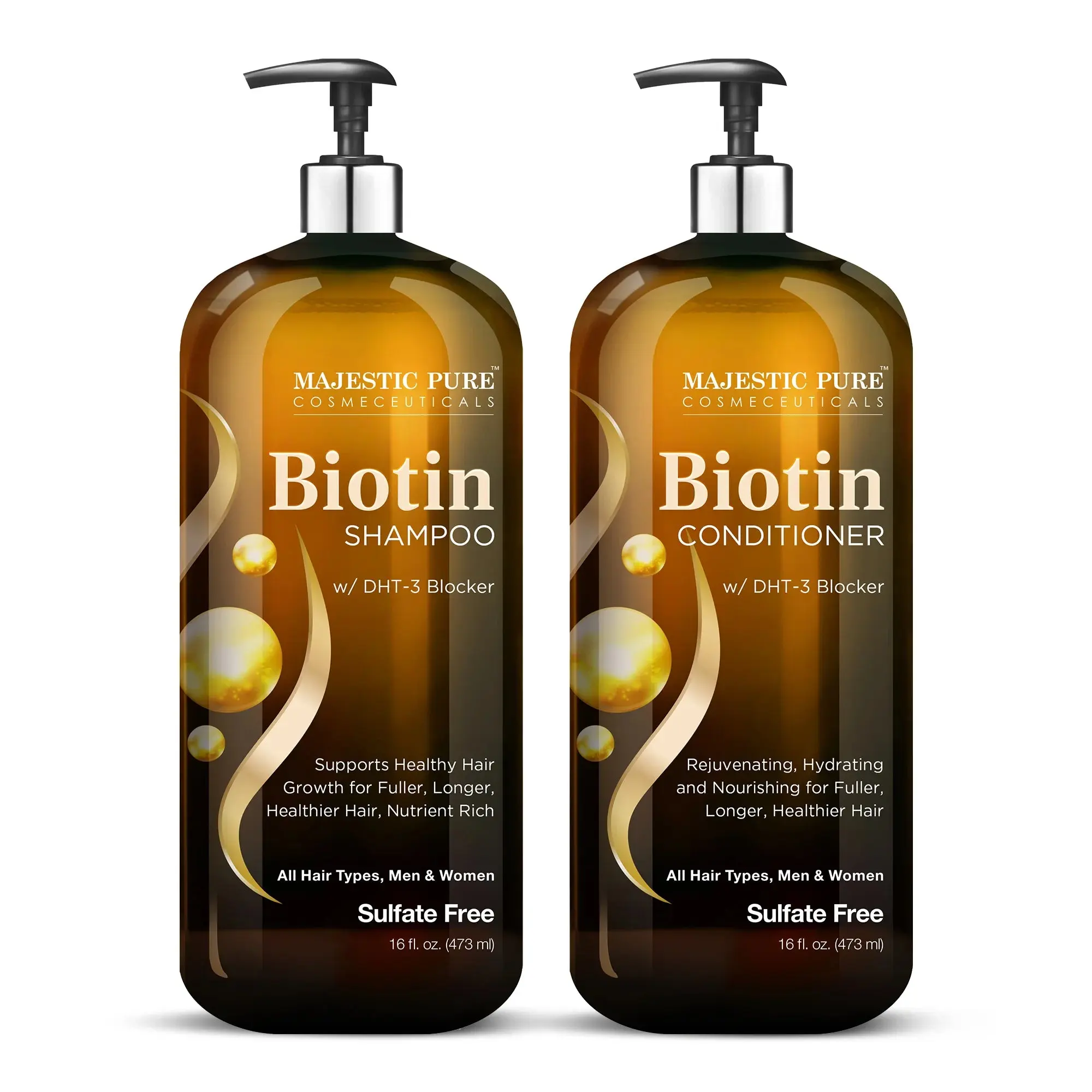 Biotin Shampoo and Conditioner Set with DHT Blocker for Fuller Hair Volume, Sulfate-Free Haircare for Thinning Hair, For Men and Women, 16 fl oz Each, Selfcare, Shea, Rosemary