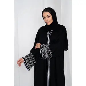 Royal Black Embellished Abaya Set
