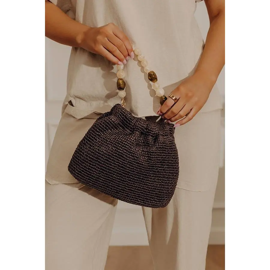Emery Woven Slouchy Purse in Dark Chestnut