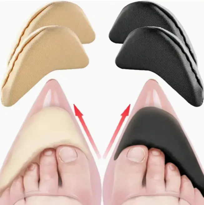 1-Pair High Heel Comfort Pad Set - Foam Fabric Adjustable Toe Fillers, Forefoot Grips, Heel Grips, Non-Slip Inserts - Prevents Blisters, Relieves Pressure - Space-Saving Design - Fits Wedge, Pointed Shoes - For Work, Night Out