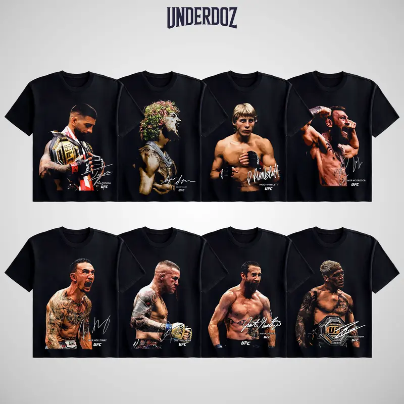 [COLLECTION] UFC Men's Fighters Short-Sleeve T-Shirt, MMA Fan Apparel, UFC Soft Cotton Round Neck Unisex Streetwear Clothes, High-quality Graphic Print, Cotton Fabric Classic Everyday Fit