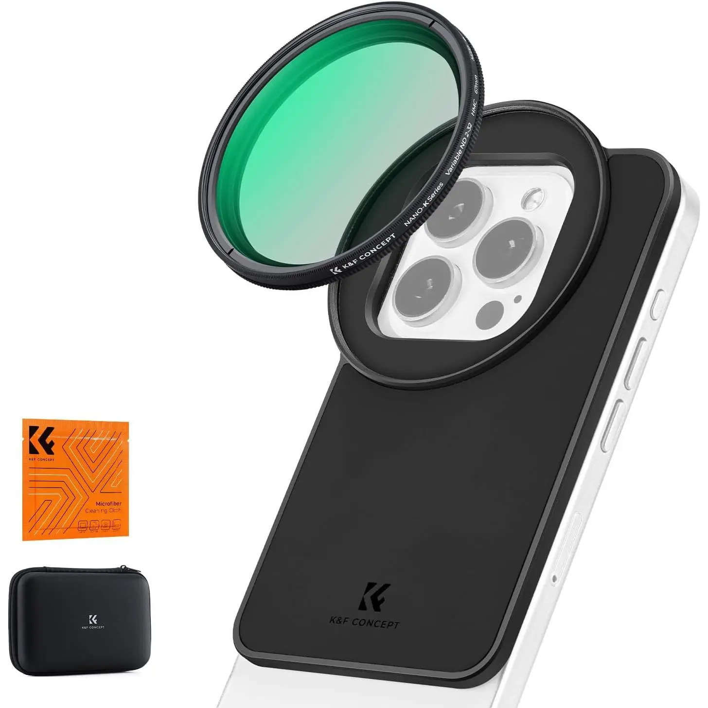 K&F Concept 6.1 inch Handheld Magnetic Lens Filter Mount Adapter with 67mm Adjustable ND2-32 Filter – Smartphone & Cellphone Accessories for iPhone 16/15/14/13/12 and 16/15/14/13/12 Pro