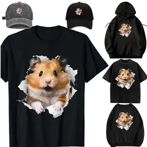 Cute Hamster Design for Men Women Kids Animal Hamster Lovers T-Shirt，Casual Sleeve Crew Neck T-shirt, Fashion  Top for Daily Wear，Sweatshirt, Hoodie，Unisex，For children，Family set. Gift. pleasantly surprised