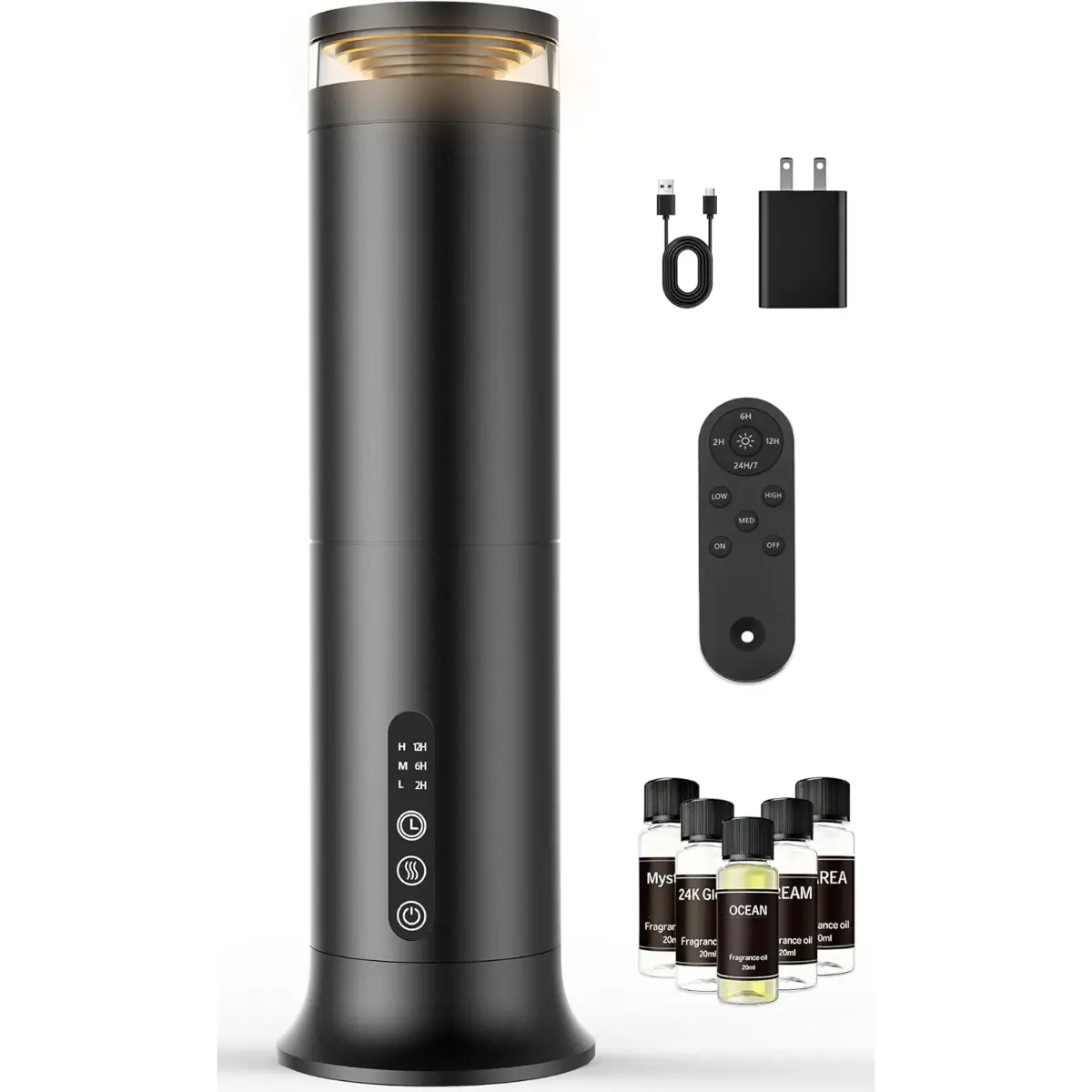 Waterless Scent Diffuser Starter Kit - 2-Fluid Nano Tech, 1000 Sq Ft Coverage, AC-Powered Fine Mist Automatic Mode Desktop Aromatherapy Machine with Calming Aroma, 5 Scented Essential Oils, Remote Control for Home, Office