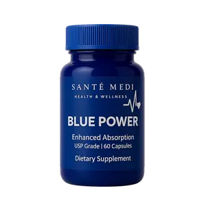 Sante Medi - Blue Power - MethyleneBlue (USP Grade) - 60 Capsules with Added Vitamin C Ester for Enhanced Absorption - Brain Supplement for Memory, Focus, Clarity, Cognitive Function