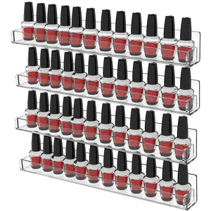 acrylic Nail Polish Shelf for Wall,15 Inch 4 Pack Hanging Clear Nail Polish Wall Organizer Shelves for Nail Salon Wall Essential Oil Shelf,Gel Fingernail Polish Holder and Tattoo Studio Decor Paint