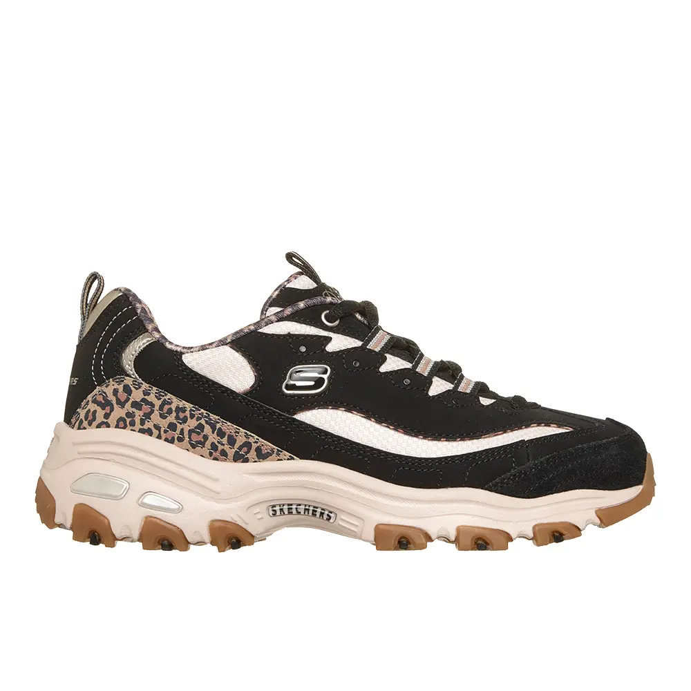 Skechers Womens D'lites Wild Charm Lace Up Sneakers Shoes Casual - Black