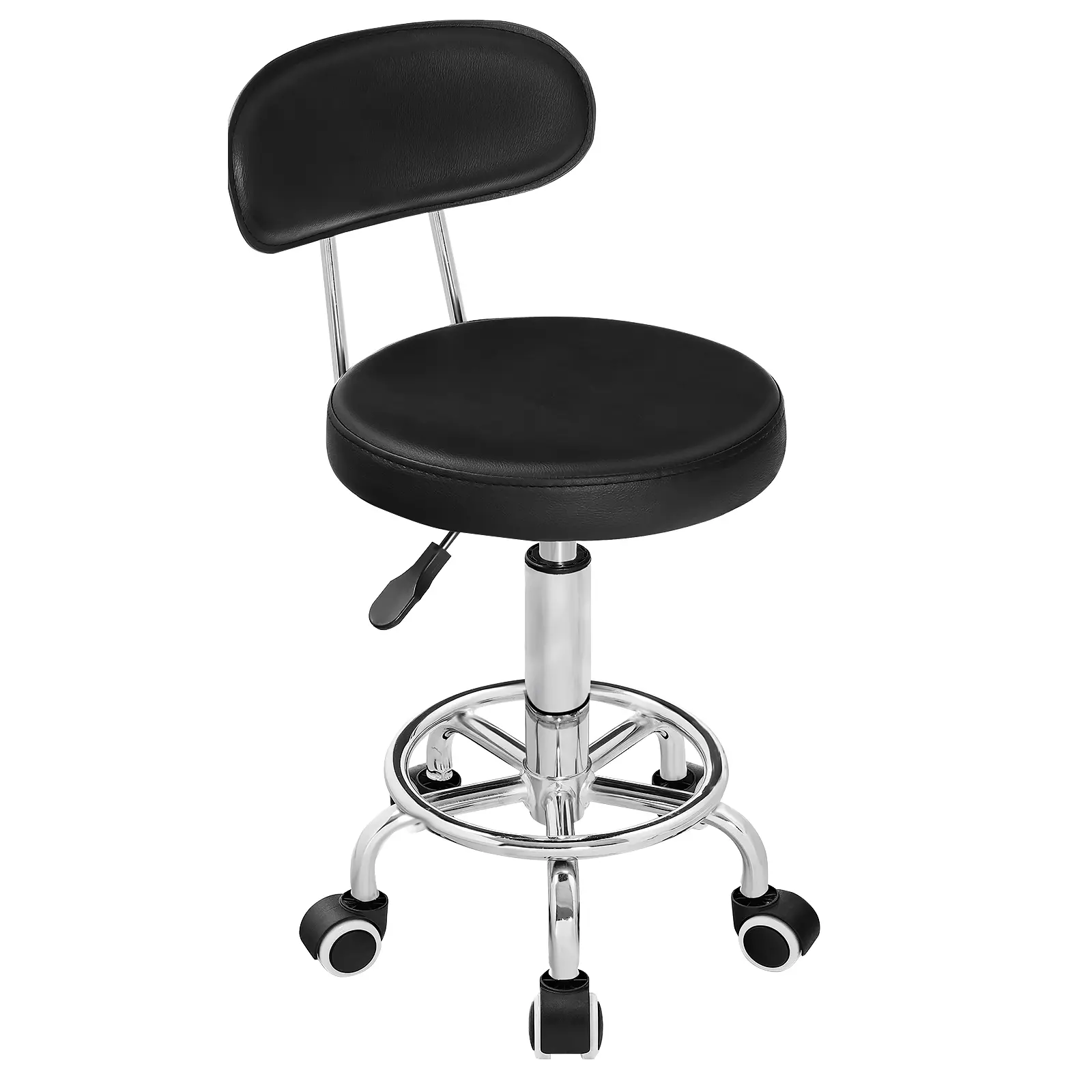 HOOBRO Height Adjustable Rolling Stool, 360° Rotating Drafting Chair, Multi-Purpose Office Desk Chair, Rolling Swivel Salon Stool Chair, for Barber Shop, Nail Salon, Office, Black#springtok