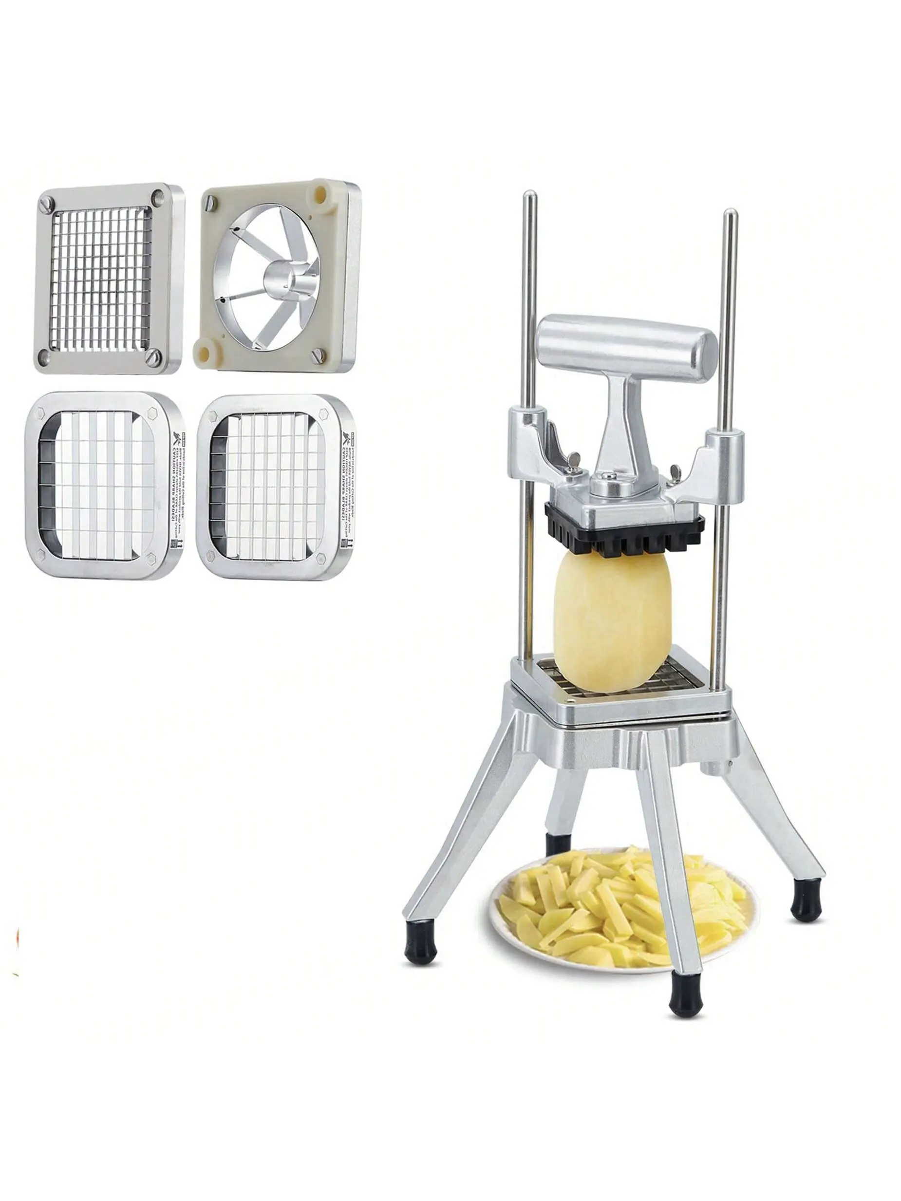 Garvee Commercial Chopper For Vegetable & Fruit, Manual Dicer Slicer French Fry Cutter With 4 Replacement Blades
