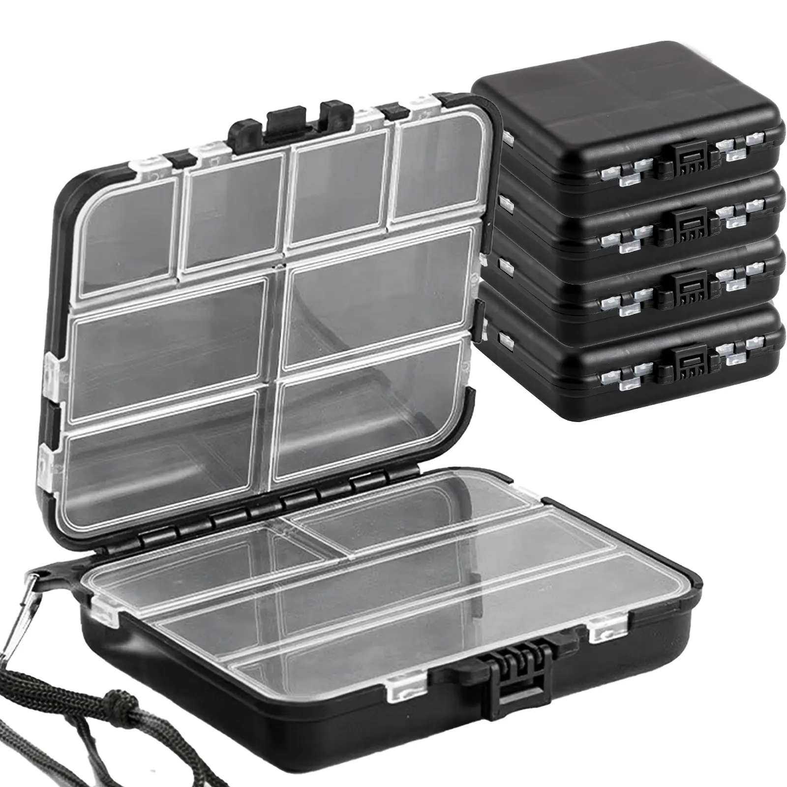 Tcakelox 5 Pack Mini Plastic Tackle Boxes for Small Tackle Box Organizer, Ideal for Fishing Storage Containers, Kayak Fly Boxes Large