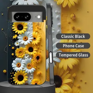 Cottagecore Sunflower Phone Case Aesthetic Yellow Daisy & Floral Black Cover for Google Pixel 8a  --975