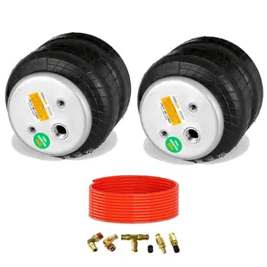 TORQUE 2 pcs 2600 Universal Air Spring Airbag Air Bag Replacement 1/2" NPT Single Port Double Bellow w/Tubing & Fittings, for Pickup Trucks (Replaces Air Lift Dominator 2600 D2600) (TR5861, TR2014AS)